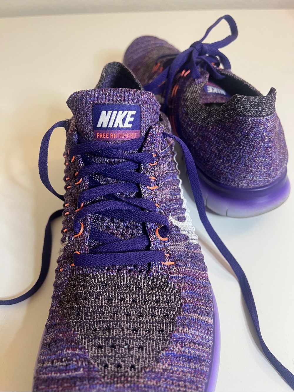 Nike Women’s Purple Knit Running Shoes with White Swoosh - Picture 4 of 5